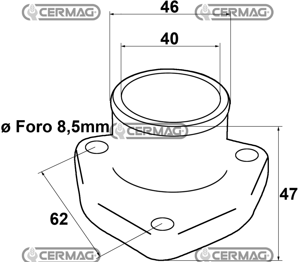 ALLOGIAMENTO TERMOSTATO ACQUA D.45 FIAT ADATTABILE