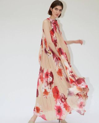 Robe de cocktail longue fleurie Robe de cocktail longue fleurie