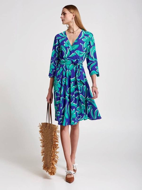 Robe cocktail vert et violet