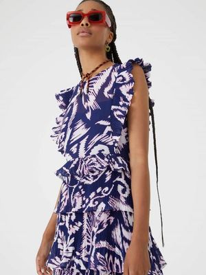 Robe de soirée en voile de coton à volants