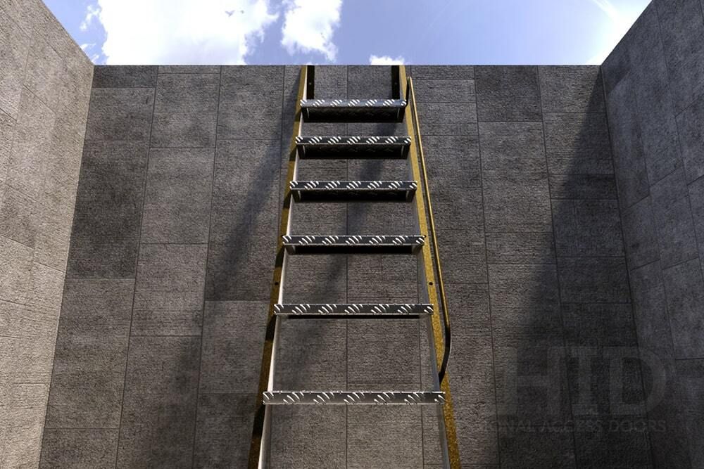 Steel basement ladder with aluminum overlays on the steps, mod. DORSA
