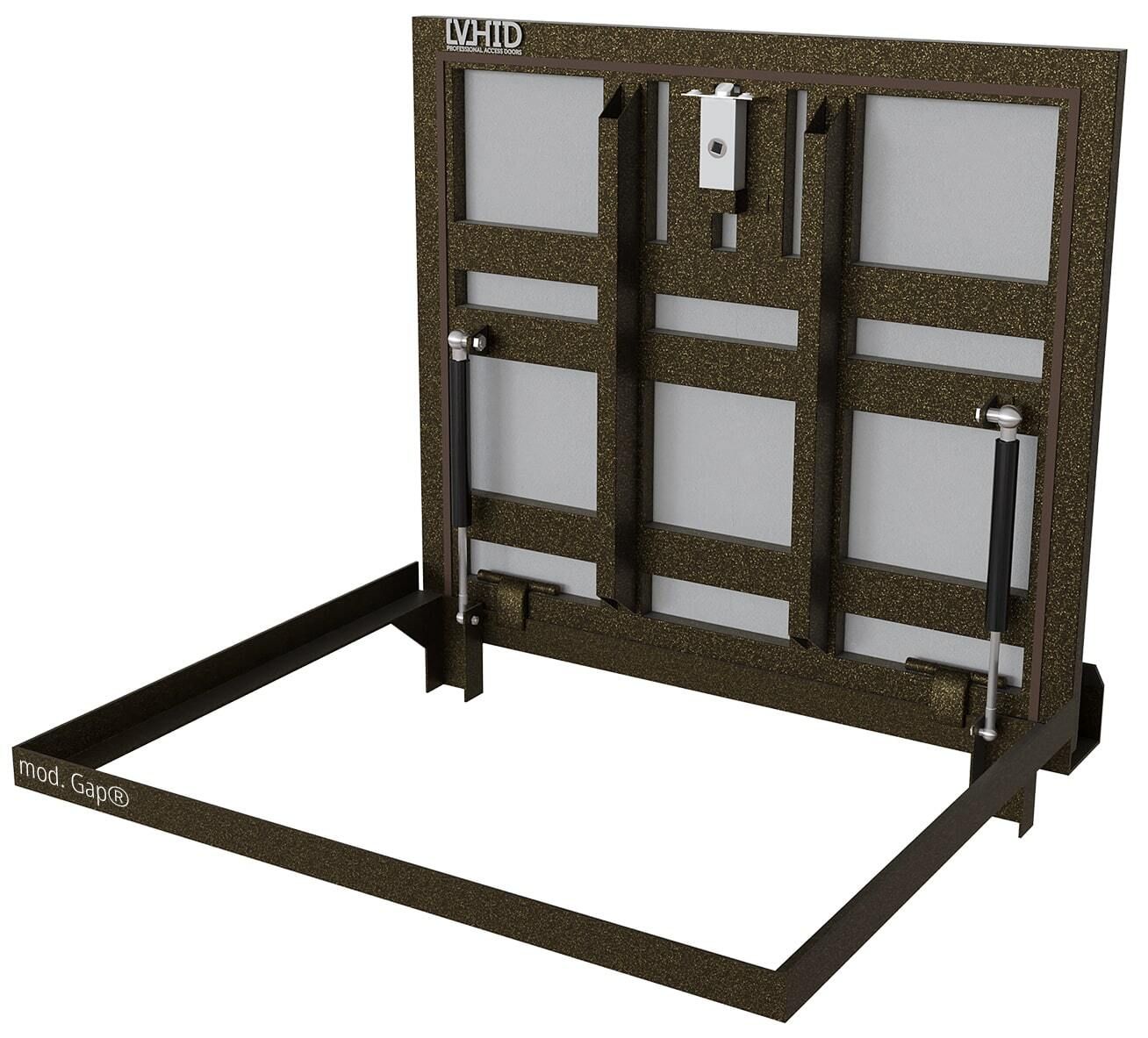 Floor hatch under the tile, strengthened, opening with gas shock absorbers, mod. GAP. Black steel
