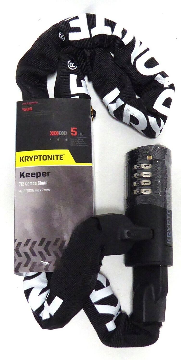 Kryptonite Keeper 712 Chain Lock with Combination: 3.93&#39; (120cm)