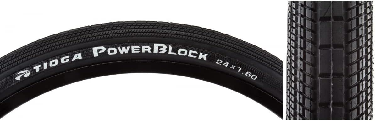 Tioga PowerBlock Tire - 24 x 1.6, Clincher, Wire, Black, 60tpi