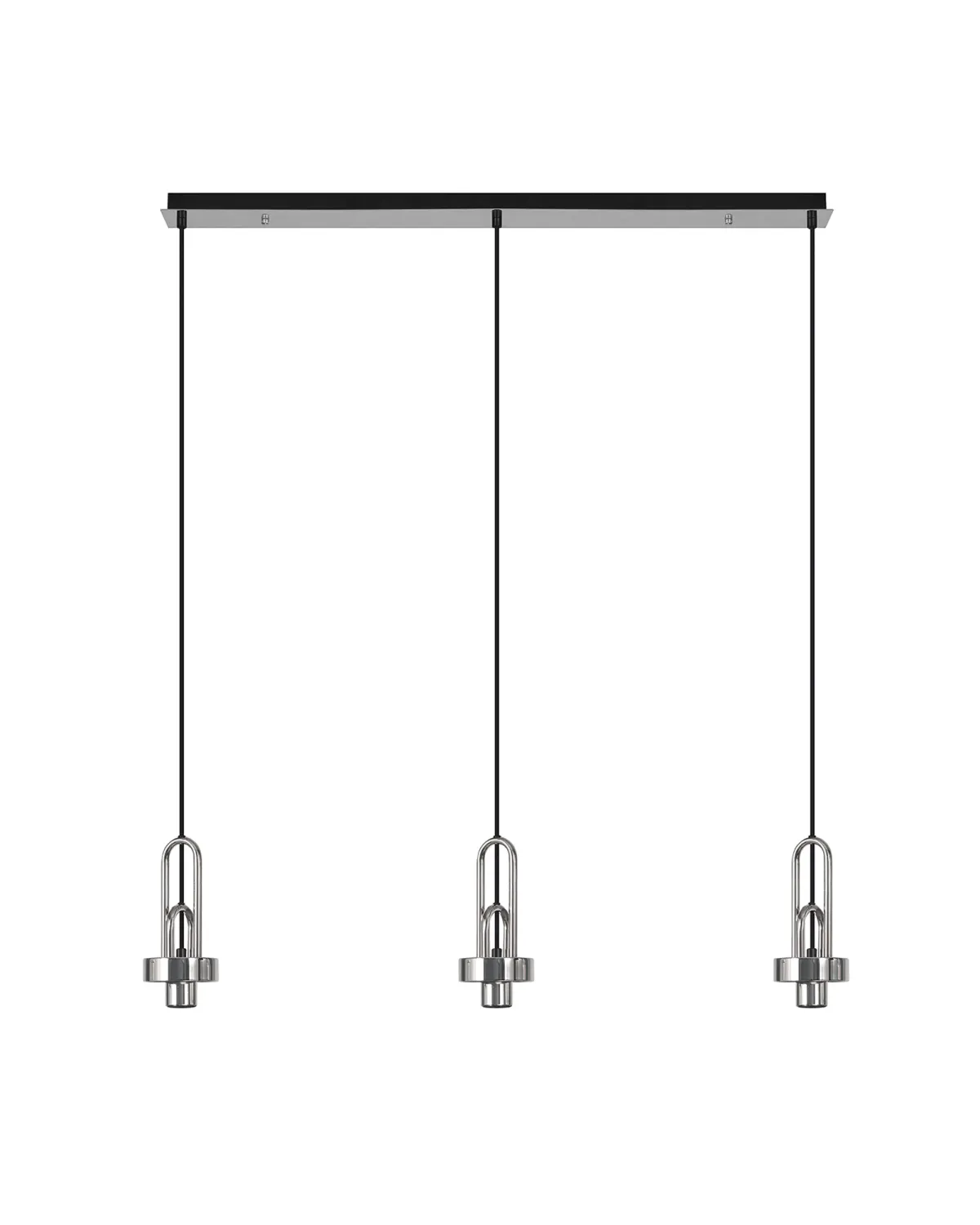 INNSBRUCK Pendelleuchte linear (Basis Struktur ohne Glas), 3 x E27, Nickel poliert / Schwarz Matt