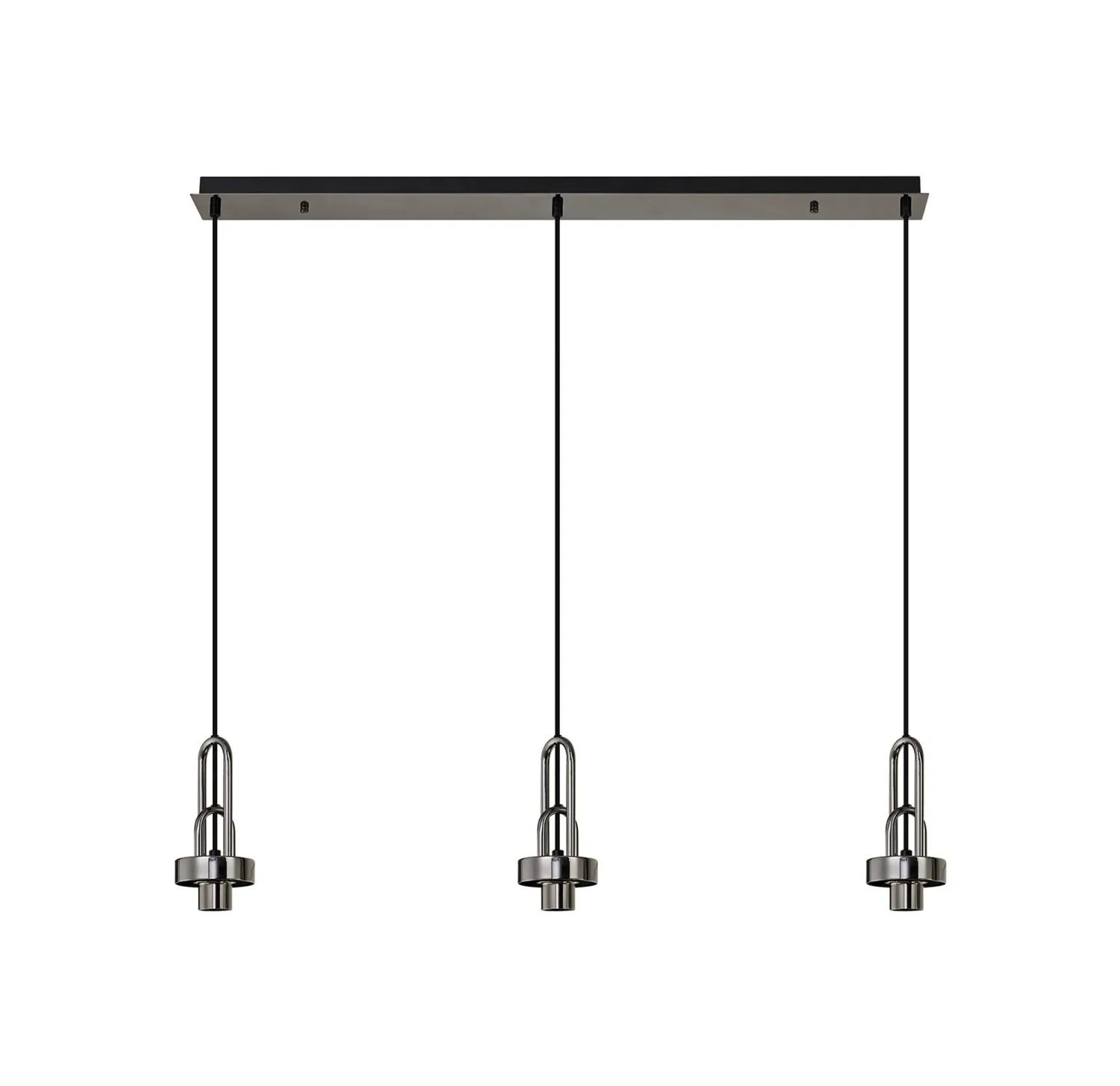 INNSBRUCK Pendelleuchte linear (Basis Struktur ohne Glas), 3 x E27, Chrome Schwarz / Schwarz matt