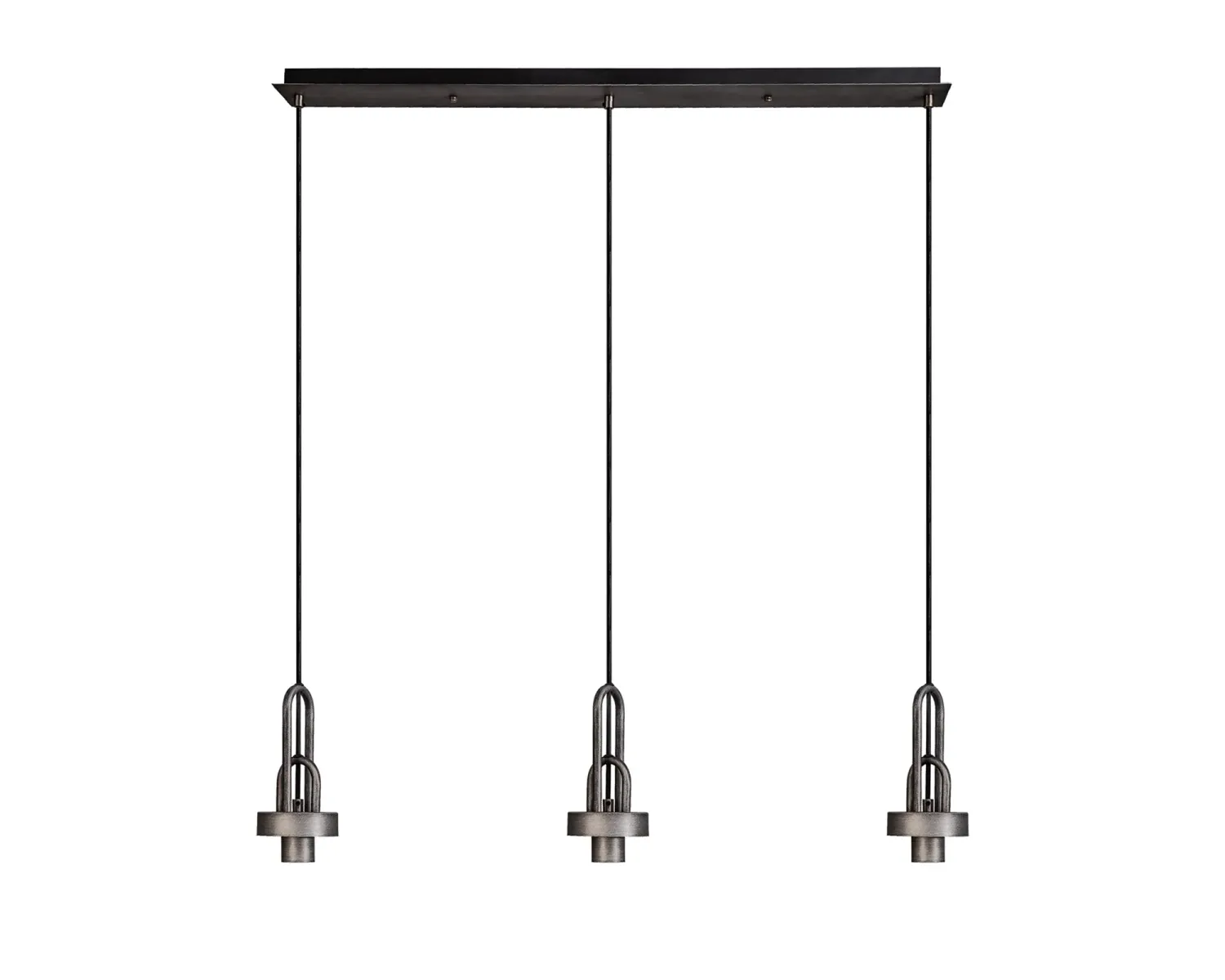 INNSBRUCK Pendelleuchte linear (Basis Struktur ohne Glas), 3 x E27, Zinn Antik / Schwarz matt