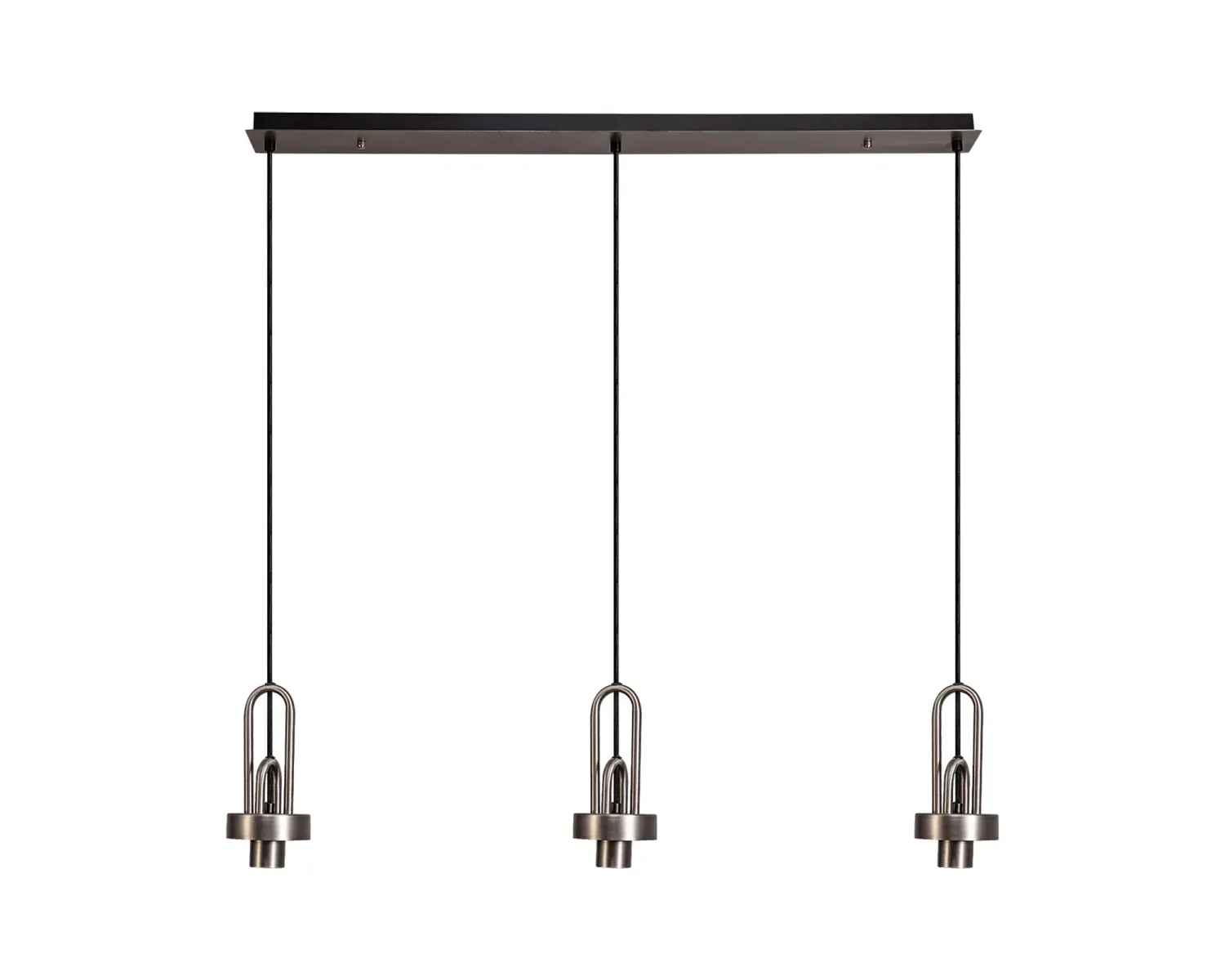 INNSBRUCK Pendelleuchte linear (Basis Struktur ohne Glas), 3 x E27, Silber Antik / Schwarz matt