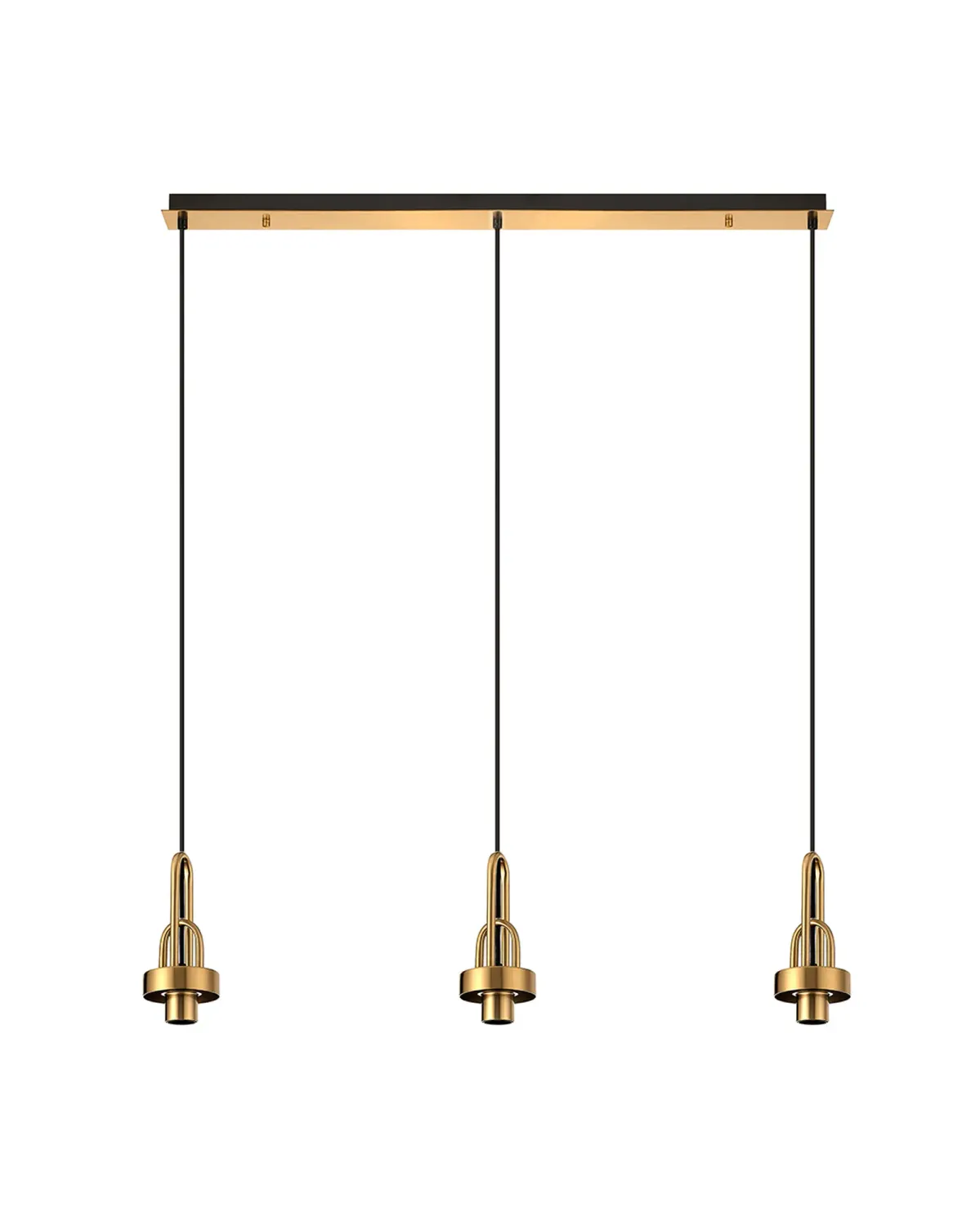 INNSBRUCK Pendelleuchte linear (Basis Struktur ohne Glas), 3 x E27, Messing / Schwarz matt