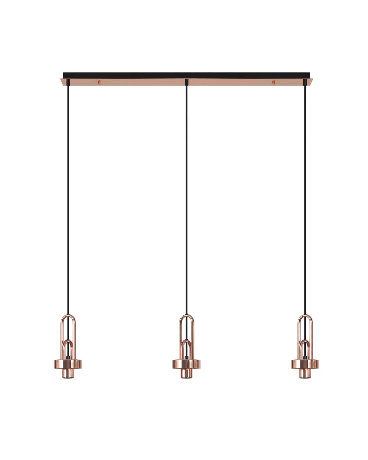 INNSBRUCK Pendelleuchte linear (Basis Struktur ohne Glas), 3 x E27, Kupfer / Schwarz Matt