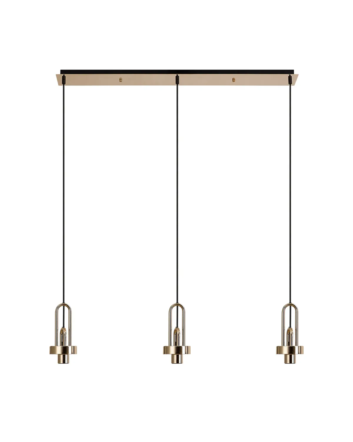 INNSBRUCK Pendelleuchte linear (Basis Struktur ohne Glas), 3 x E27, Gold / Schwarz Matt