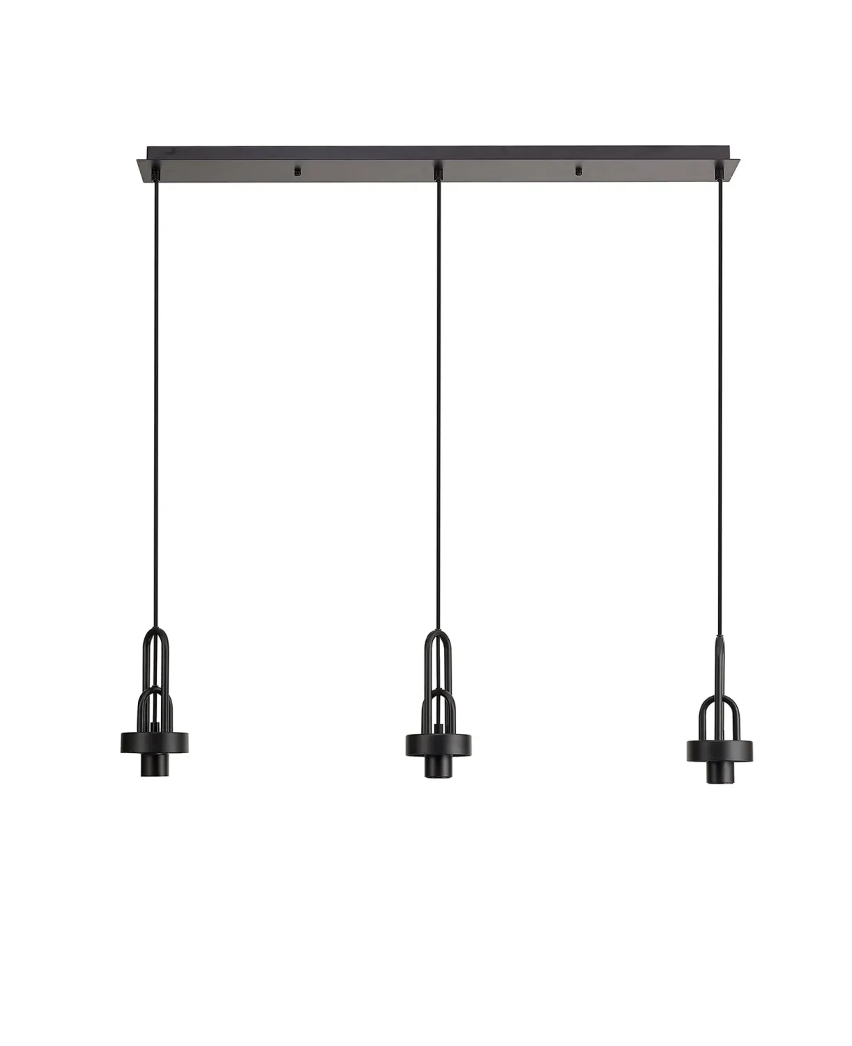 INNSBRUCK Pendelleuchte linear (Basis Struktur ohne Glas), 3 x E27, Schwarz matt
