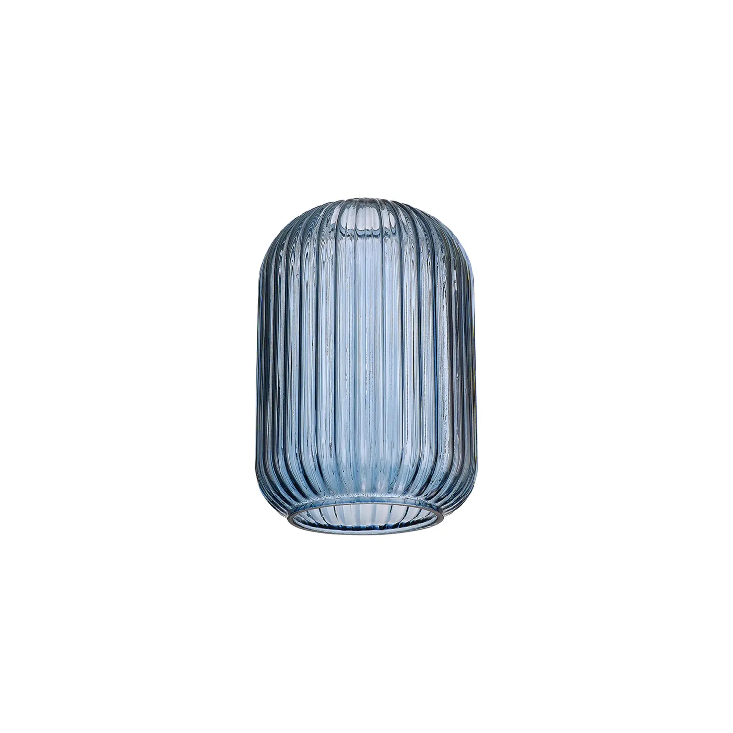INNSBRUCK 14cm Rohrförmig geripptes Glas (D), Petrolblau