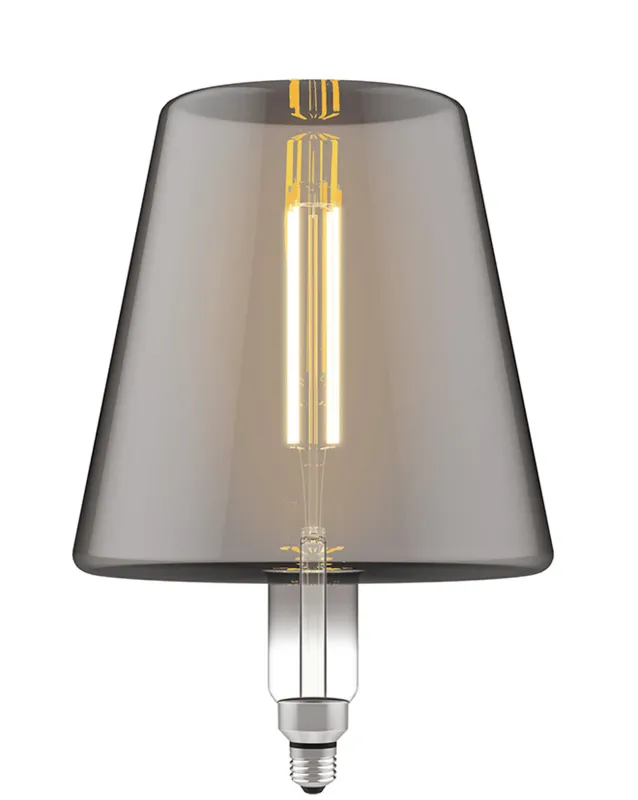 LED-Lampe Style L, E27 4W, 2100K Extra Warmweiß, 200 lm, Rauchfarbenes Glas, DIMMBAR