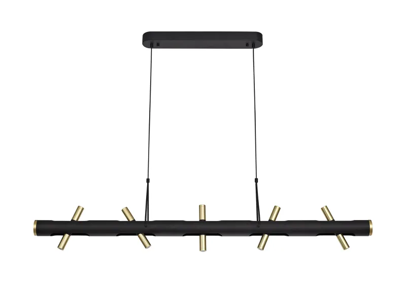 ADMONT Pendelleuchte linear 10 x 2W LED, 3000K, 2800lm, Sandschwarz / Gold