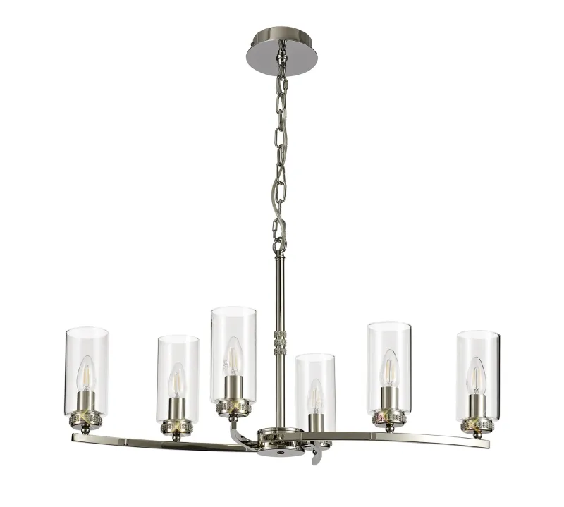 AFRITZ Pendel- oder Deckenleuchte linear, 6 x E14, Nickel poliert