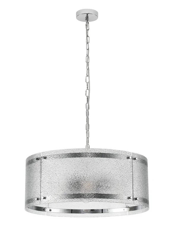 FLOING 56.5cm Pendelleuchte, 4 x E27, Chrome / Gesätes klares (E) Glas