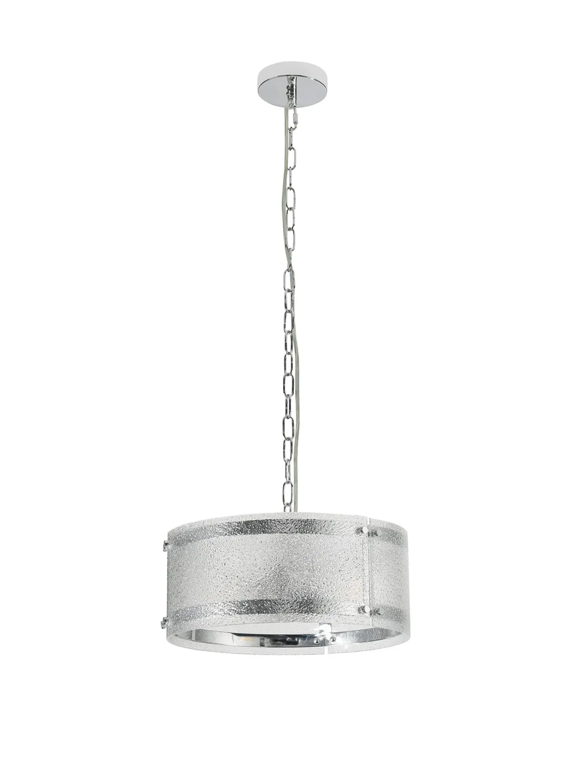 FLOING 35cm Pendelleuchte, 2 x E27, Chrome / Gesätes klares (E) Glas