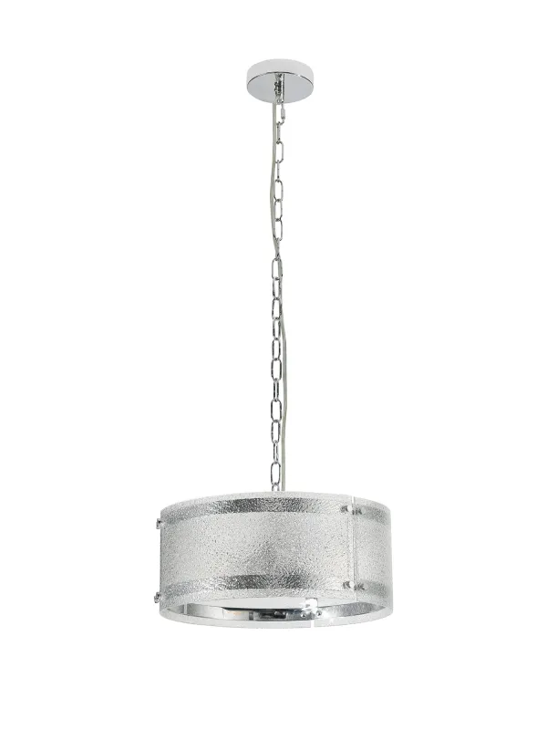 FLOING 35cm Pendelleuchte, 2 x E27, Chrome / Gesätes klares (E) Glas