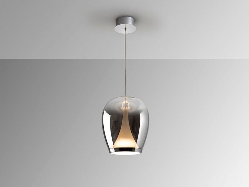 SUSPIRO Pendelleuchte 20W LED, 3000K, 1200lm, Chrome / Rauchfarbenes Glas