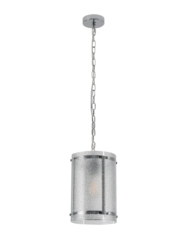 FLOING 20.5cm Pendelleuchte, 1 x E27, Chrome / Gesätes klares (E) Glas