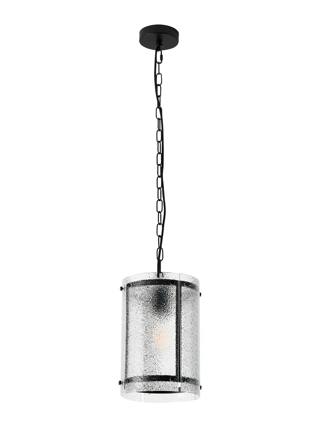 FLOING 20.5cm Pendelleuchte, 1 x E27, Schwarz matt / Gesätes klares (E) Glas