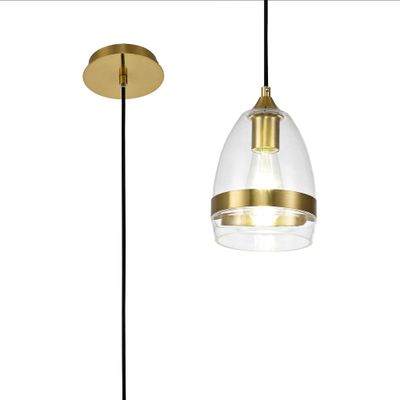 ACH 15cm Kegel Pendelleuchte, 1 x E27, Messing, Klares Glas