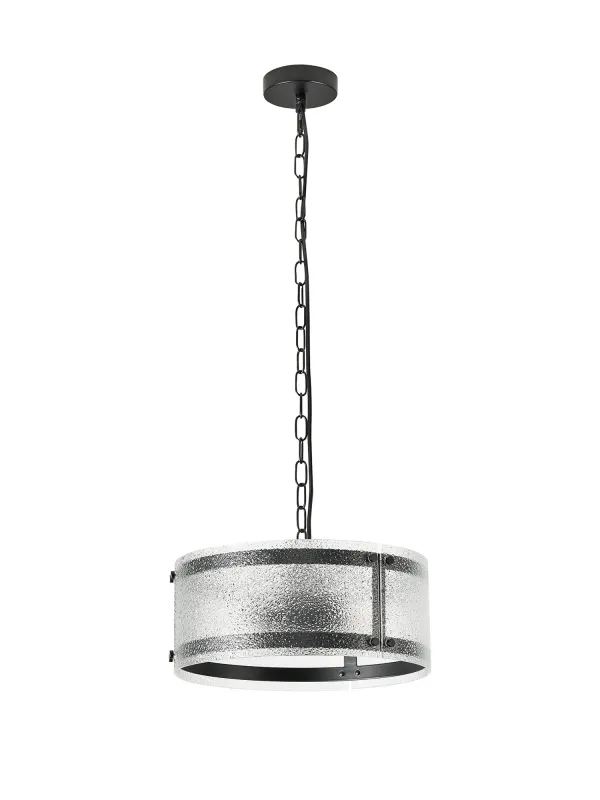 FLOING 35cm Pendelleuchte, 2 x E27, Schwarz matt / Gesätes klares (E) Glas
