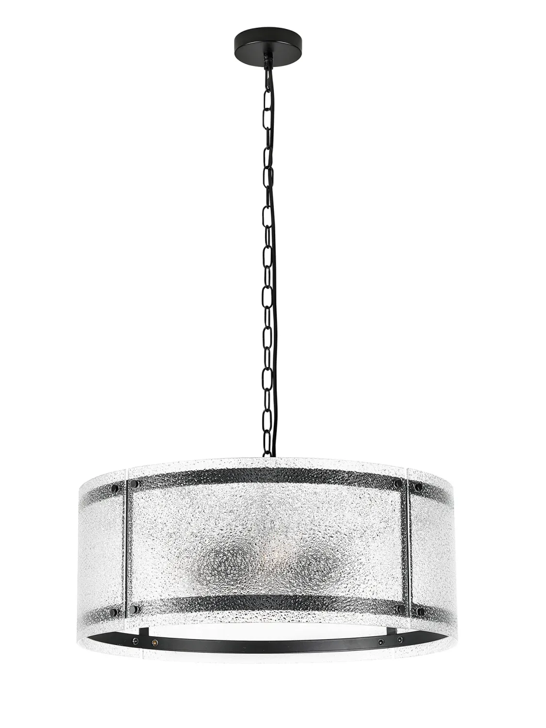 FLOING 56.5cm Pendelleuchte, 4 x E27, Schwarz matt / Gesätes klares (E) Glas