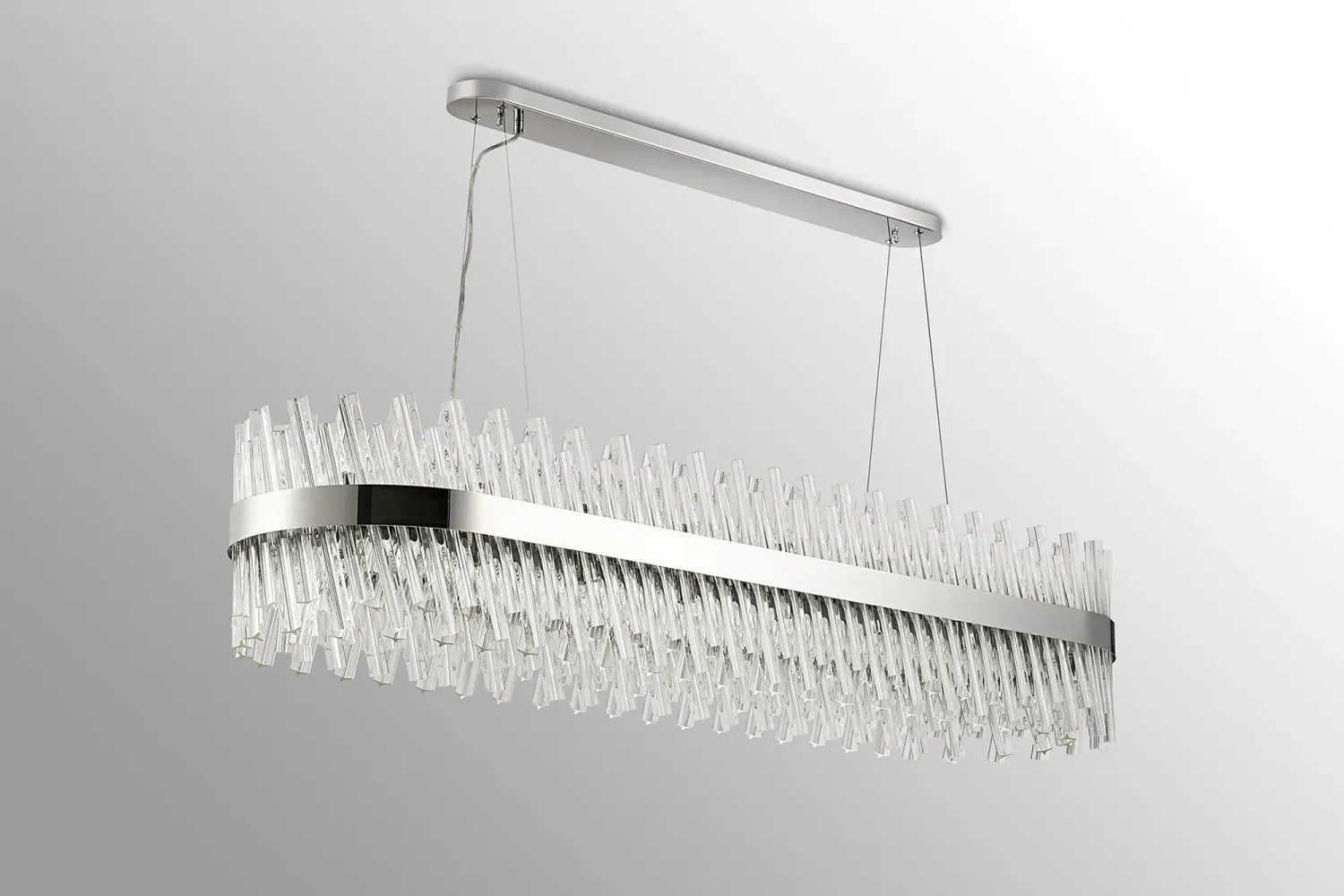 BRAUNAU Pendelleuchte Linear, 36 x G9, Nickel poliert / Klares Glas
