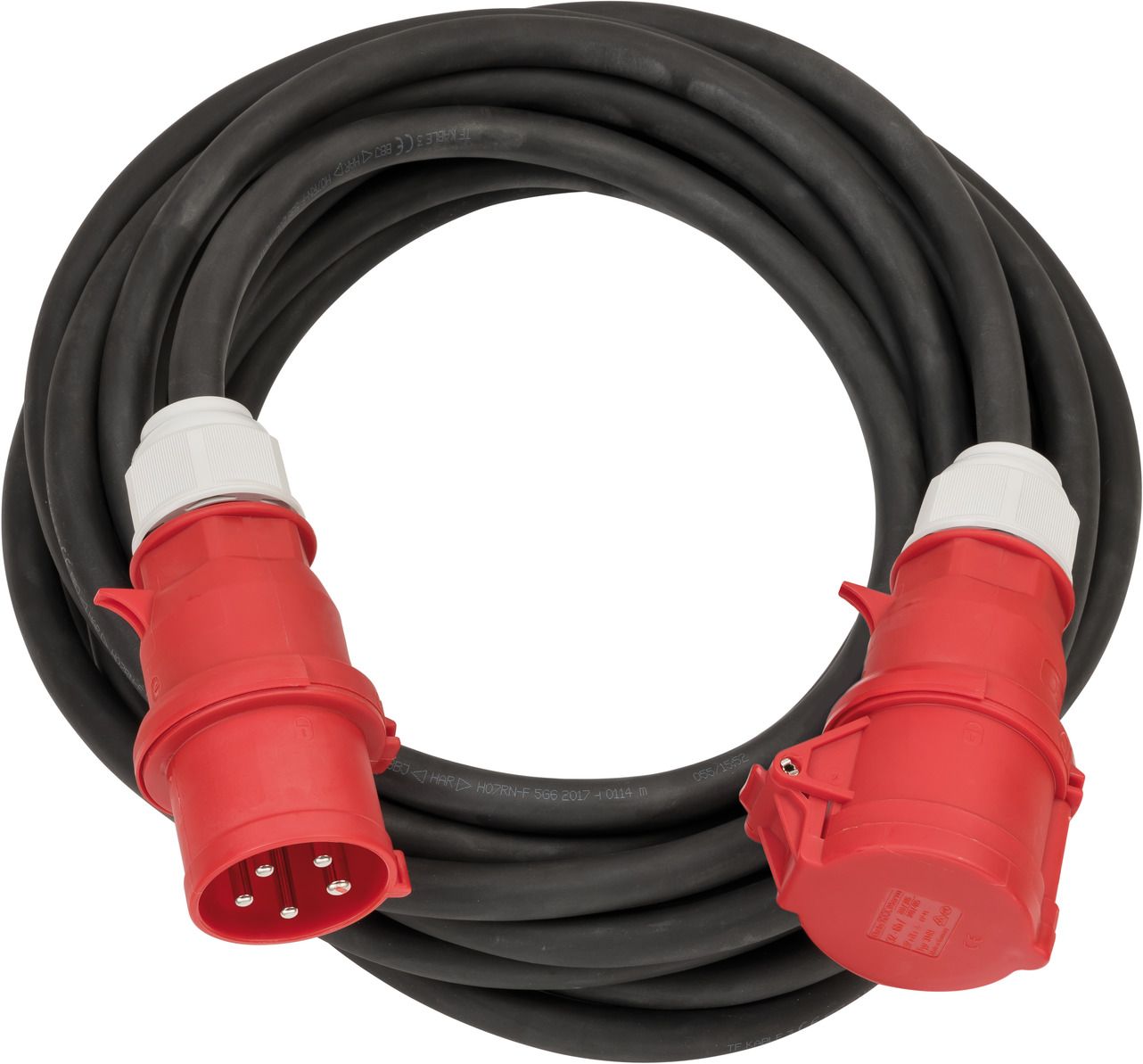 CEE Starkstrom-Verlängerungskabel 10m Kabel, H07RN-F 5G6,0, 400V/32A CEE Stecker und Kupplung, 5-polig