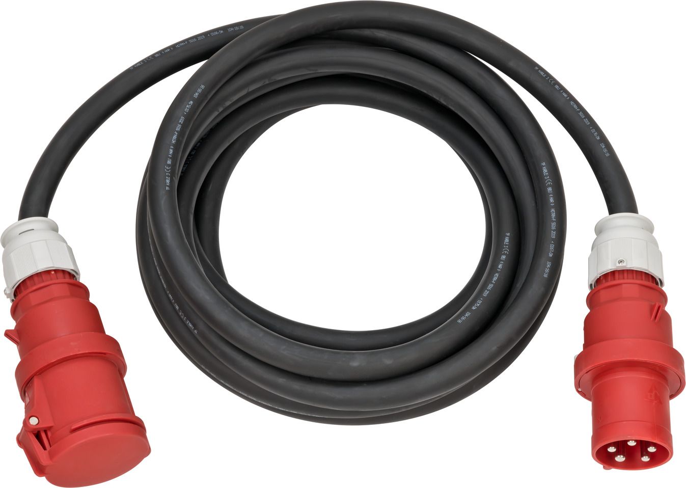 CEE Verlängerungskabel 10m, H07RN-F5G16.0, 400V/63A, CEE Stecker und Kupplung, 5-polig