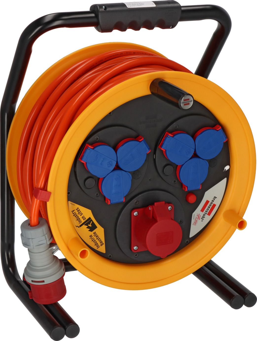 Brobusta CEE Kabeltrommel 380 IP44,  1x CEE 400V/16A, 6x Schutzkontakt-Steckdosen 230V/16A, 40m AT-N07V3V3-F 5G2,5 orange