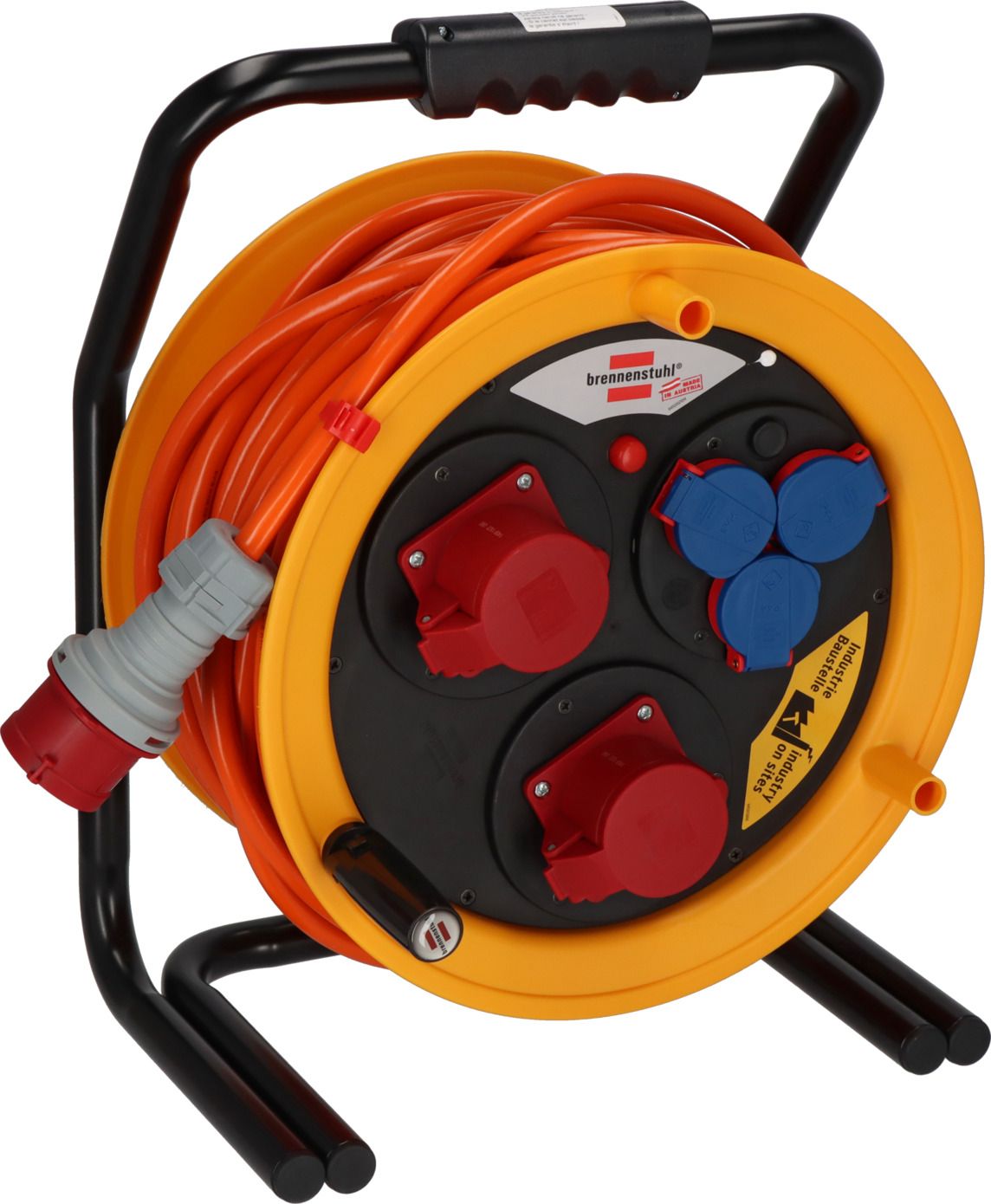 Brobusta CEE Kabeltrommel 380 IP44,  2x CEE 400V/16A, 3x Schutzkontakt-Steckdosen 230V/16A, 40m AT-N07V3V3-F 5G2,5 orange