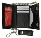 Tri-Fold Black Leather Embossed Eagle Wallet