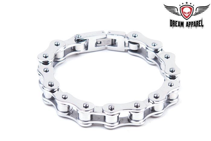 BR12 3/8" Stainless Steel Single Link Chain Bracelet