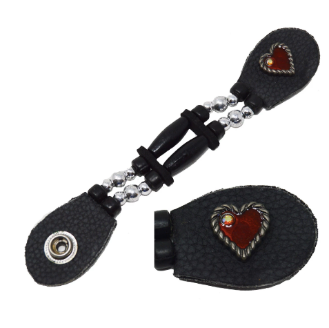 VA1037 Black Bead Heart Vest Extender