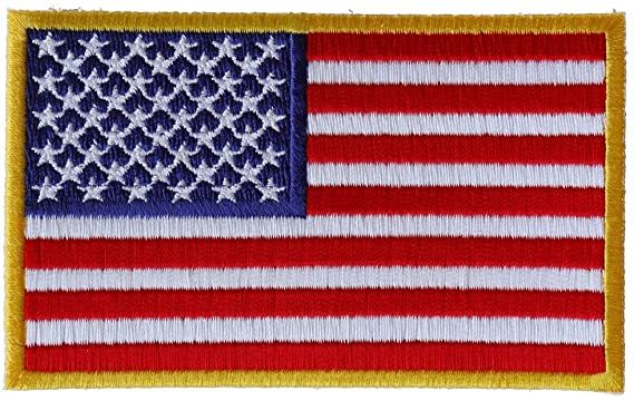 P3821 USA Flag Patch Yellow Border 4"
