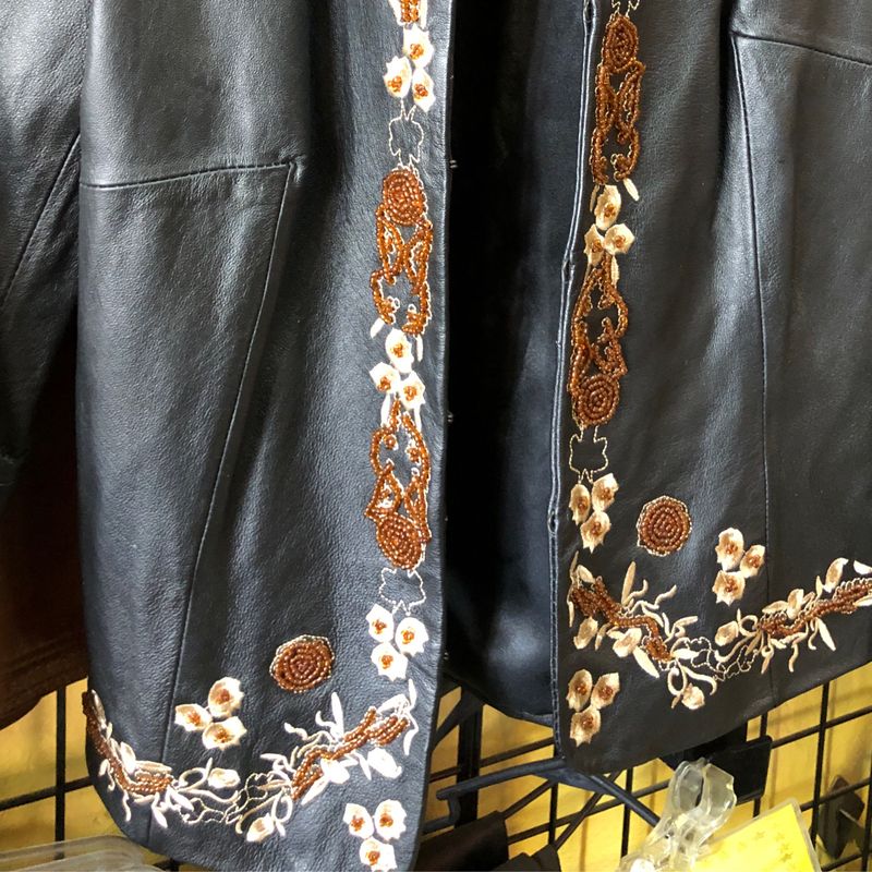 PAMELA McCOY Leather Embroidered Jacket