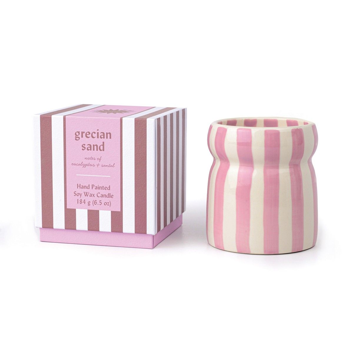 Grecian Sand 184g Lavender Stripped Cabana Candle
