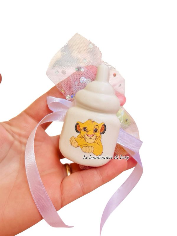 Calamita Bomboniere Biberon ceramica con stampa Simba (nome da aggiungere)