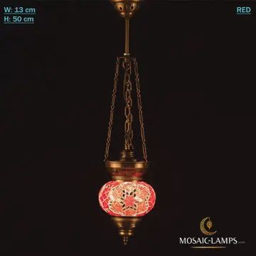 3-Chain Mosaic Ceiling Light, Handmade Moroccan