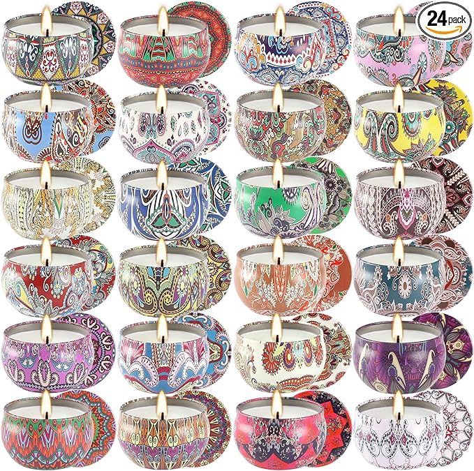 Candles Soy Wax Travel Tin 2.5 oz Painted assorted