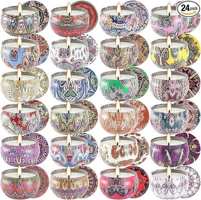 Candles Soy Wax Travel Tin 2.5 oz Painted assorted