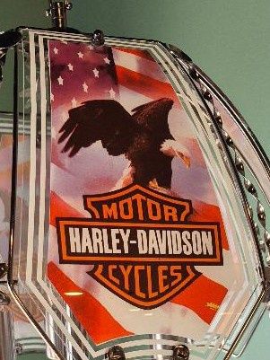 Touch lamp Harley Davidson Touch Lamp Glass Eagle with Flag USA 638-H42 638-1142 MJB, Style: Touch Lamp