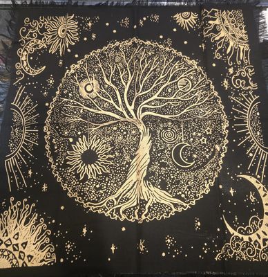 Tree of Life Altar Tarot Cloth Tapestry Collection for Sacred Spaces Cotton Square 18 x 18