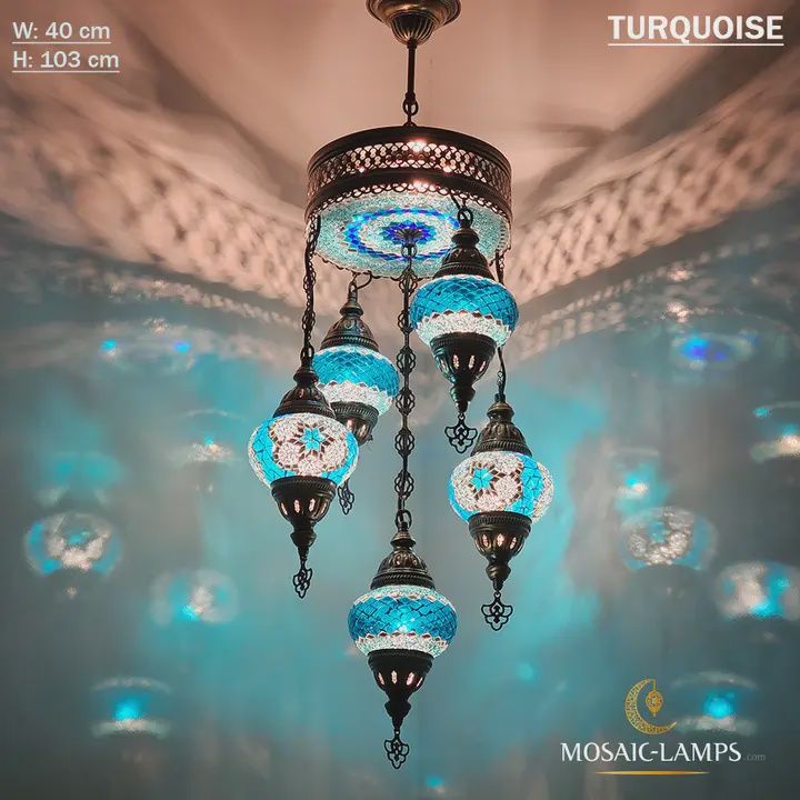 Mosaic Turkish Light 5 +1 Chandelier