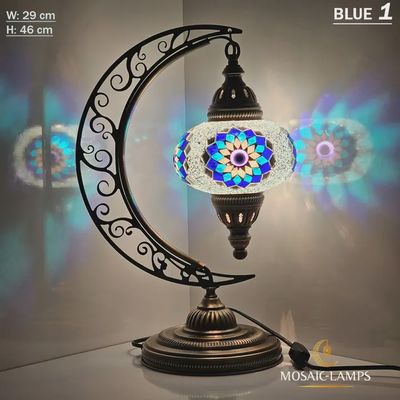 Mosaic Moroccan Moon Table Lamp, Arc, Murano Crescent