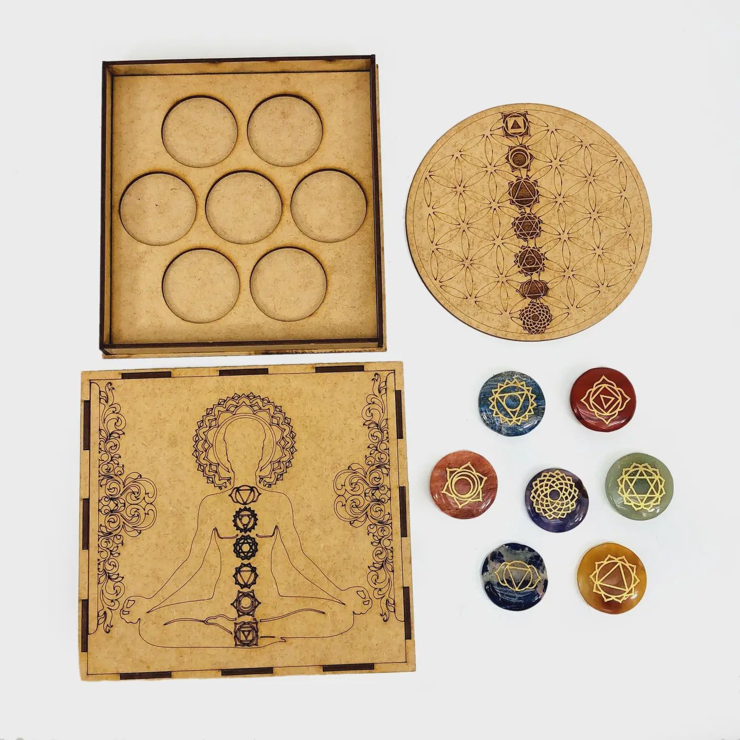 Seven Chakra Grid Box  Crystal Set