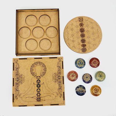 Seven Chakra Grid Box  Crystal Set
